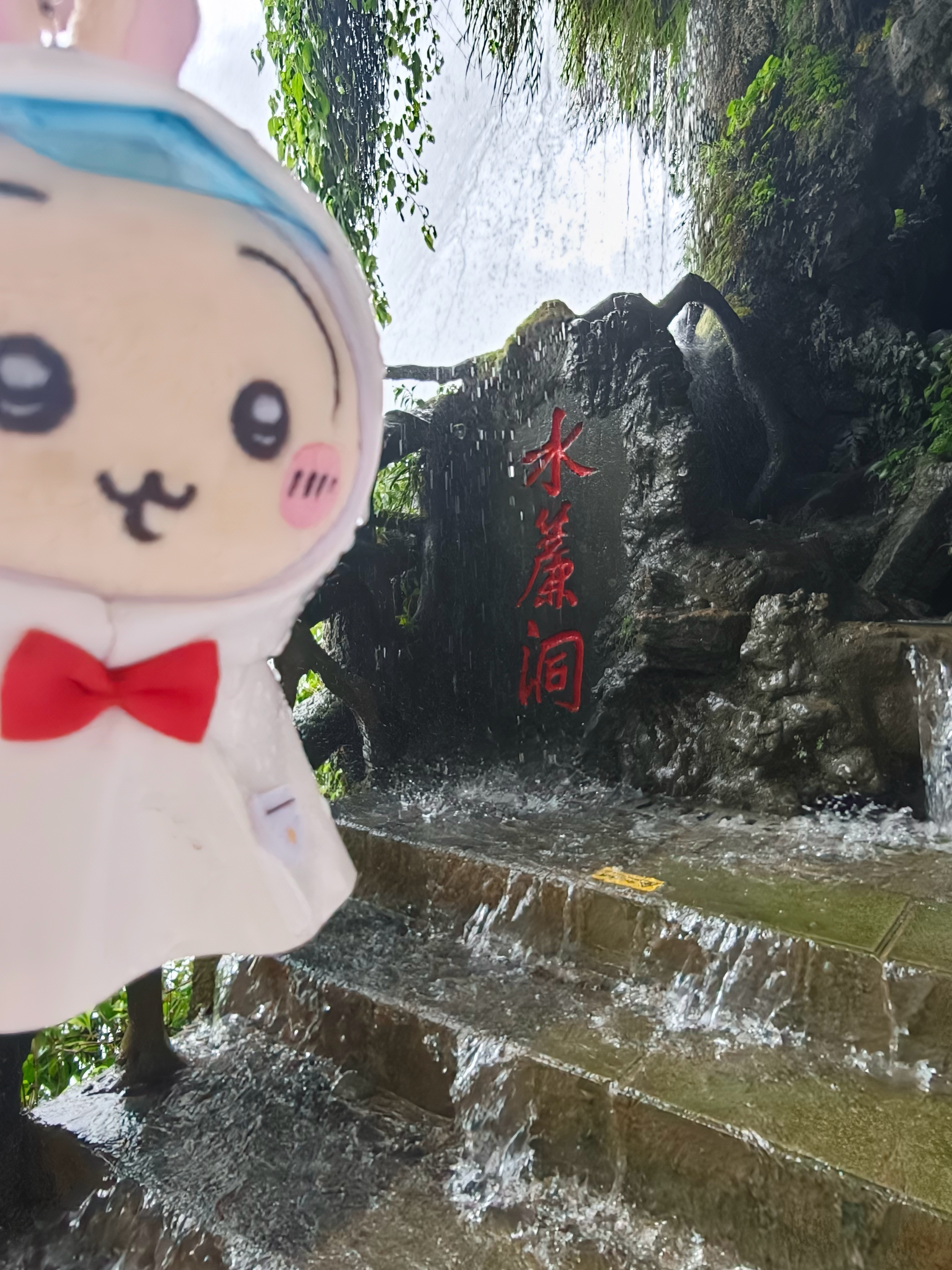 乌乌贵游记在大瀑布面前淋透了，还好乌穿雨衣了。乌，很聪明。 