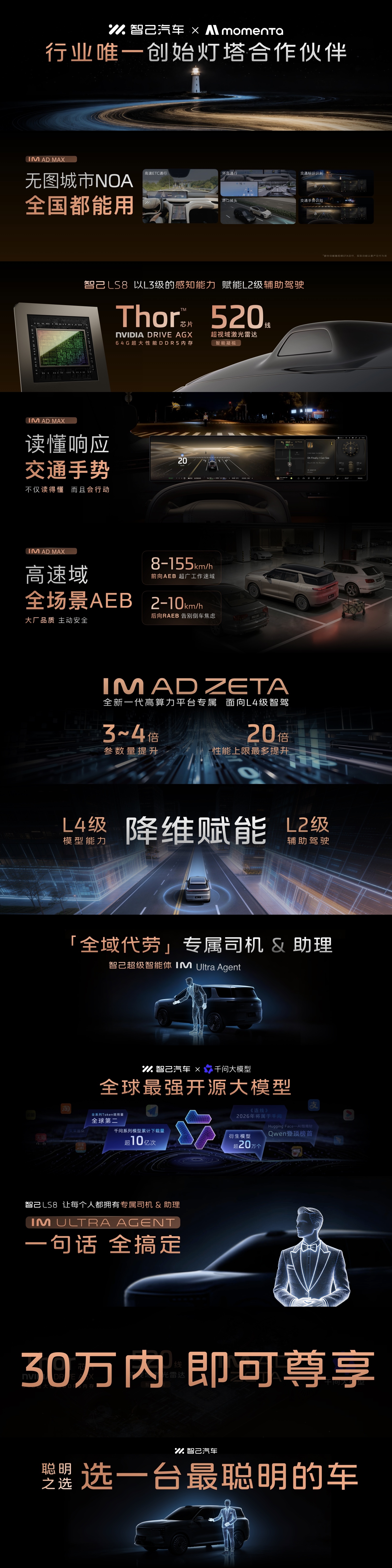 智己LS8跨时代科技旗舰SUV看了这套IM AD辅助驾驶，硬件挺舍得给。英伟达T