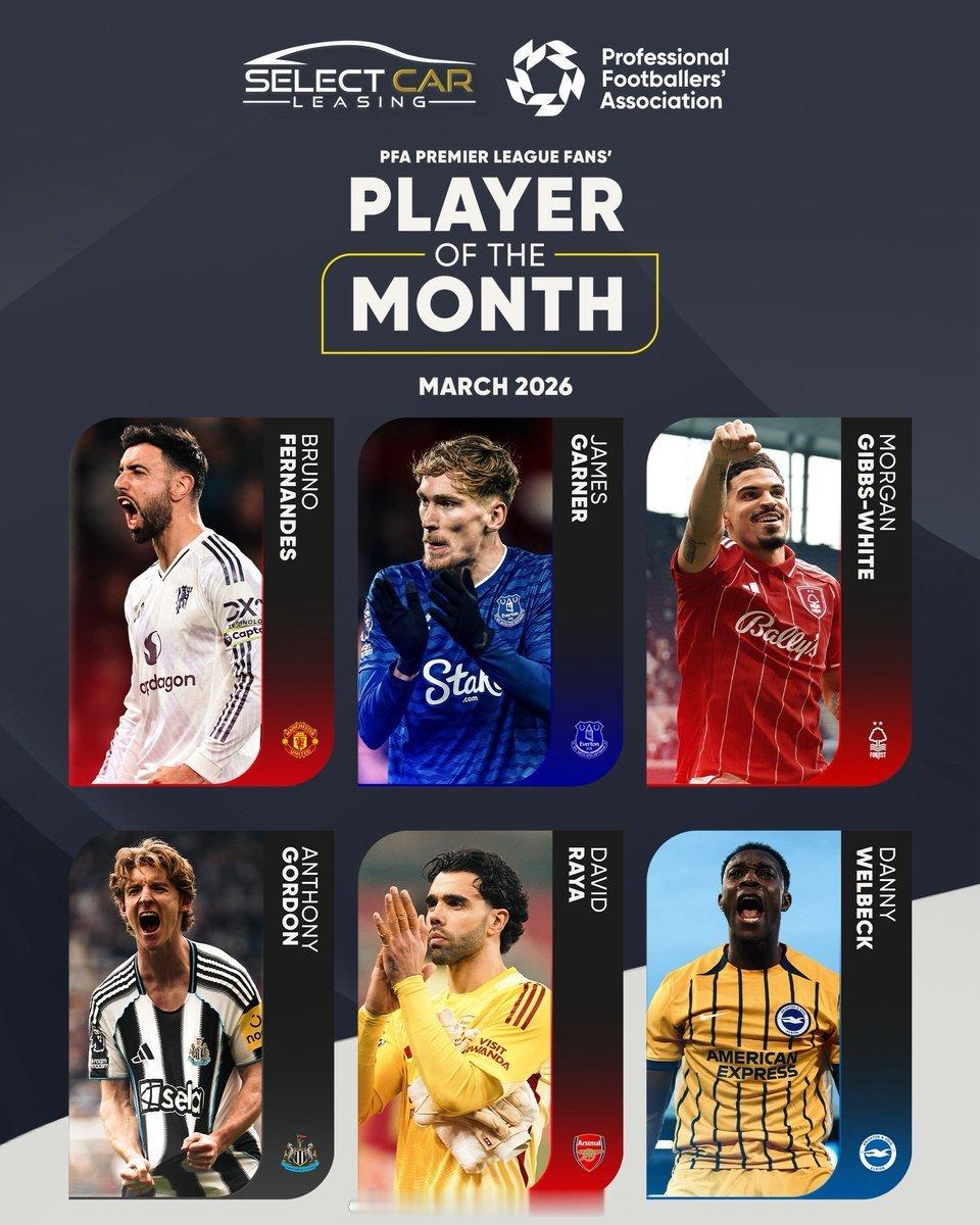 恭喜费尔南德斯入选球员工会PFA三月最佳哇 有加纳啊 