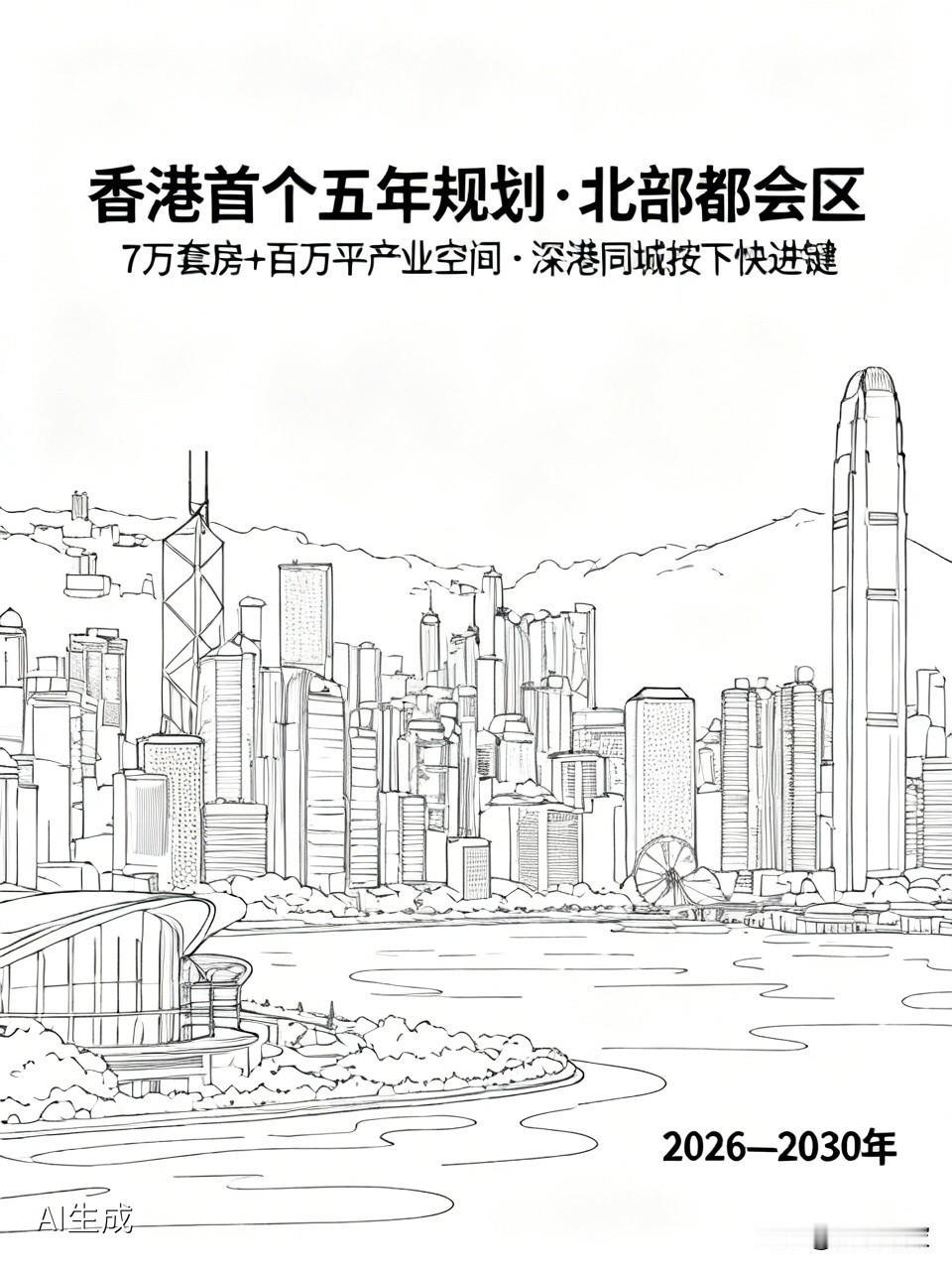 香港首个五年规划掀开北部都会区底牌：7万套房+百万平产业空间，深港同城按下快进键