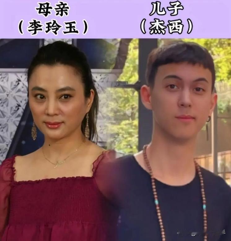 李玲玉，老公是外国人，混血儿子撞脸靳东。
宁静，前夫是外国人，儿子长大后颜值没有