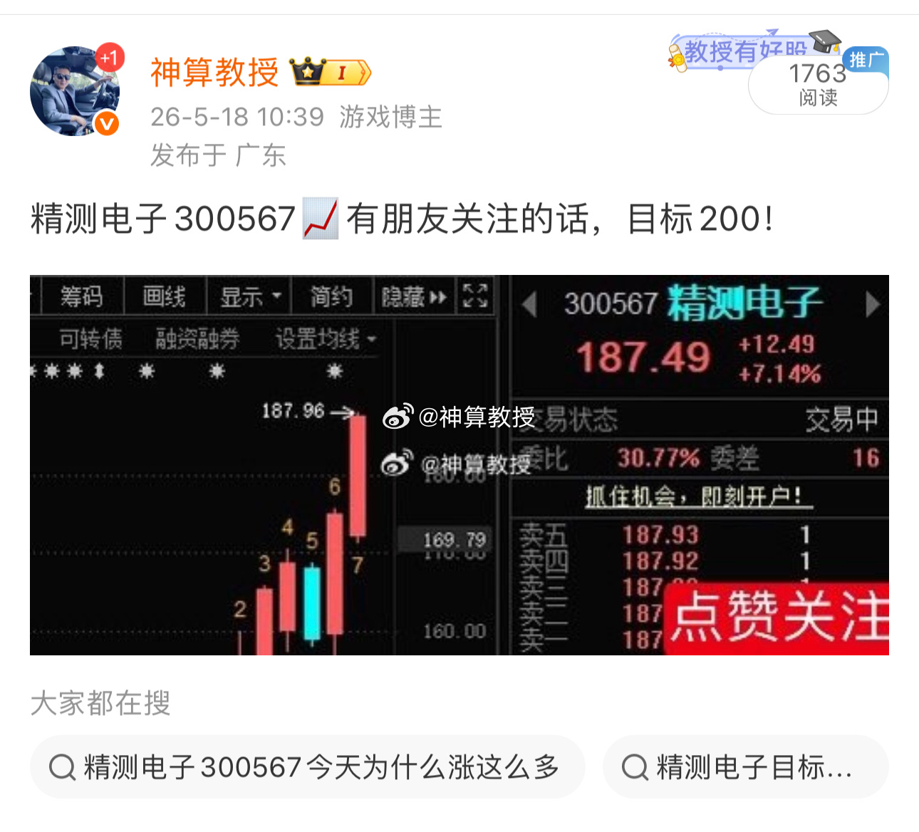 $精测电子 sz300567$ 有把握住的朋友评论区来波168 