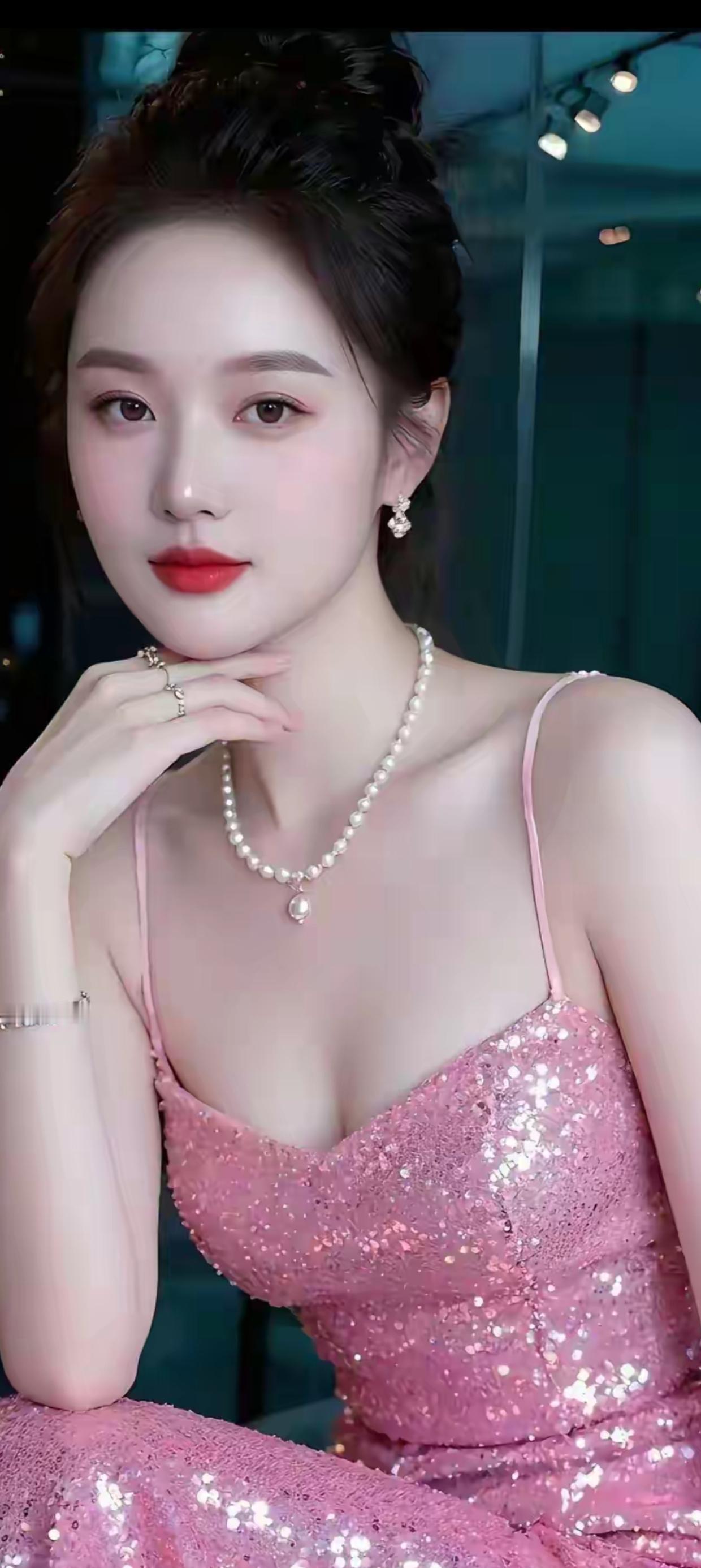 红妆美人倚，珠光映月辉。