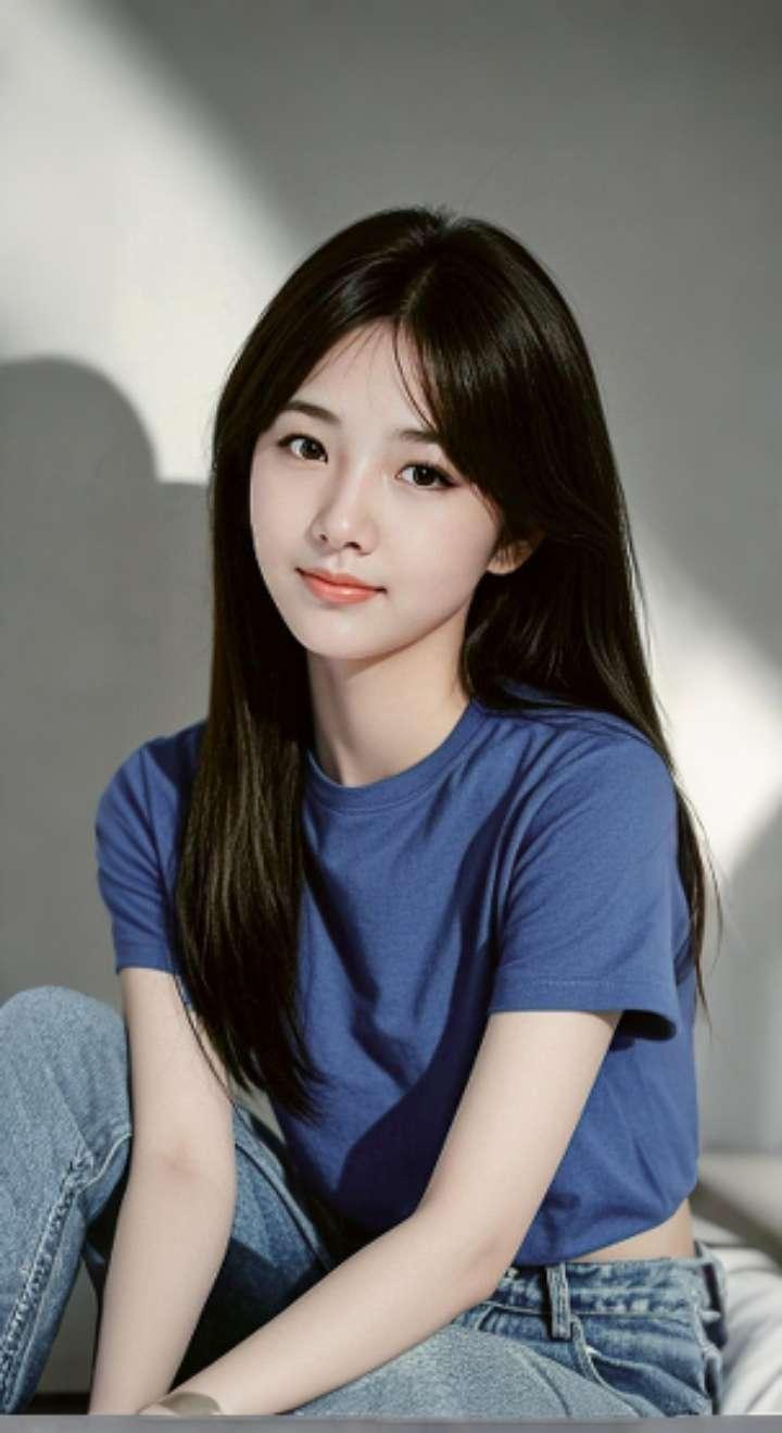 AI扩图 AI蓝衫佳人