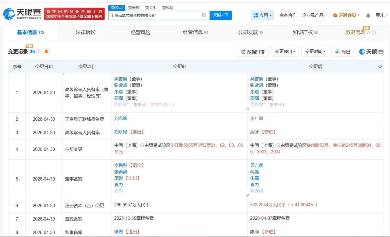 国家人工智能产业投资基金等入股云脉芯联

天眼查App显示，近日，上海云脉芯联科