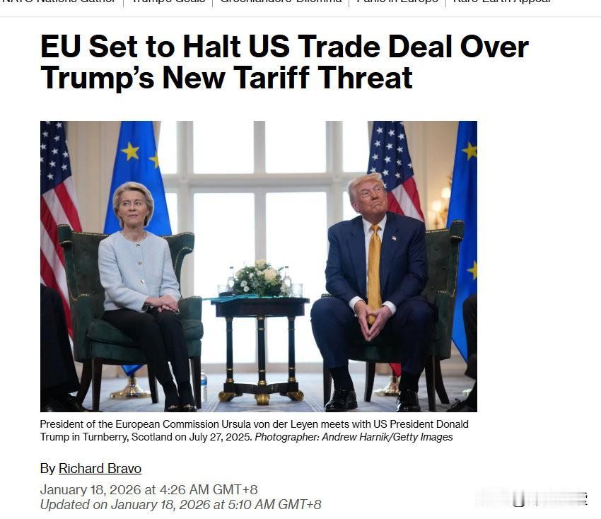 特朗普因格陵兰岛向欧洲8国加税

当地时间1月17日，美国总统特朗普通过社交平台