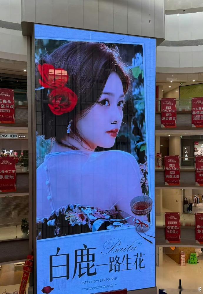 浙江卫视跨年应援大屏上线白鹿主题，多组镜头展现百变魅力，高清画质还原真实颜值，吸