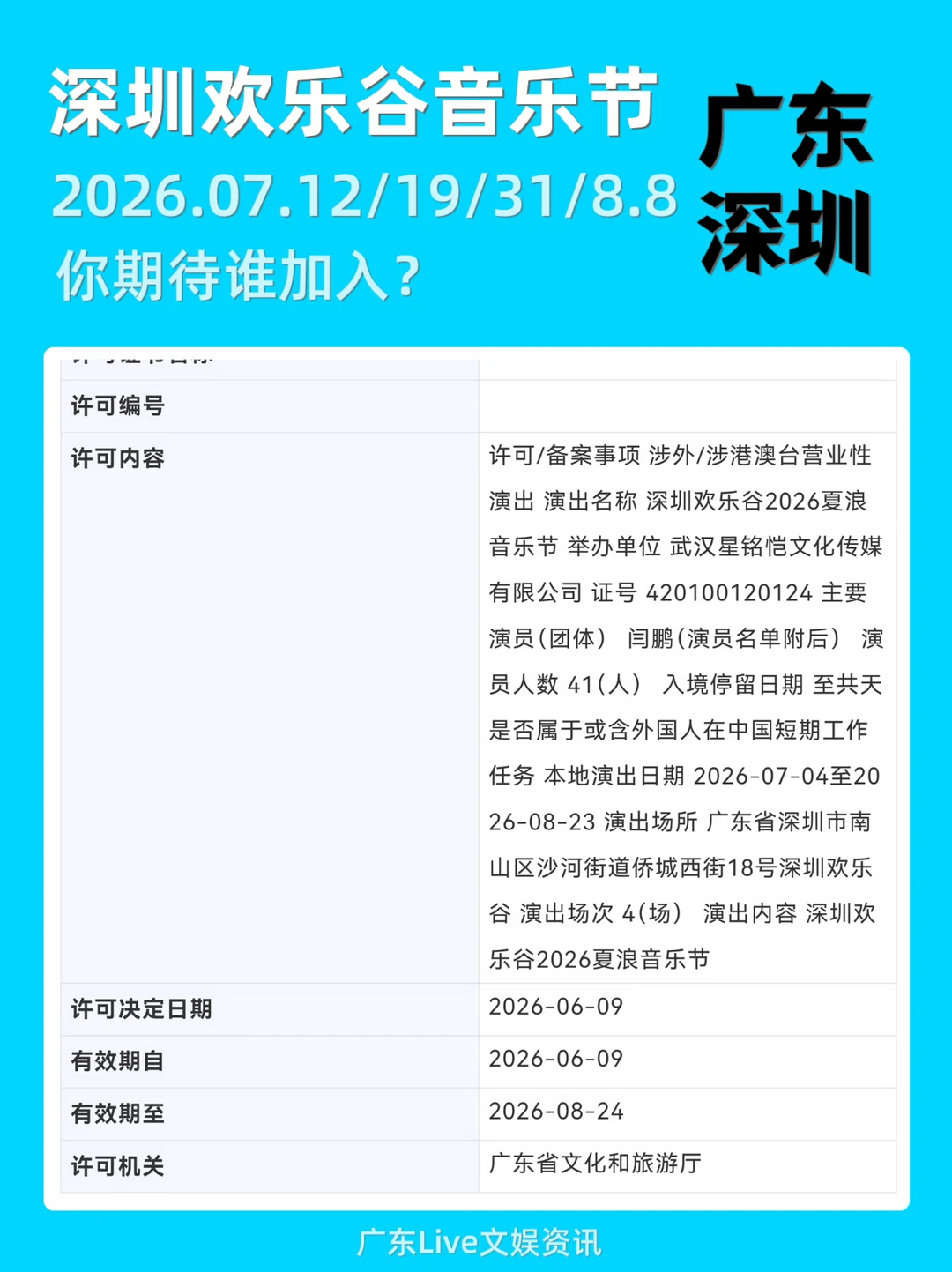来了！深圳欢乐谷音乐节！你期待谁？