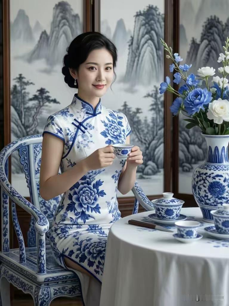 闲饮
远山如黛入层楼，
瓷盏凝香雅韵流。
一袭春风身畔绕，
恍随佳景画中游。