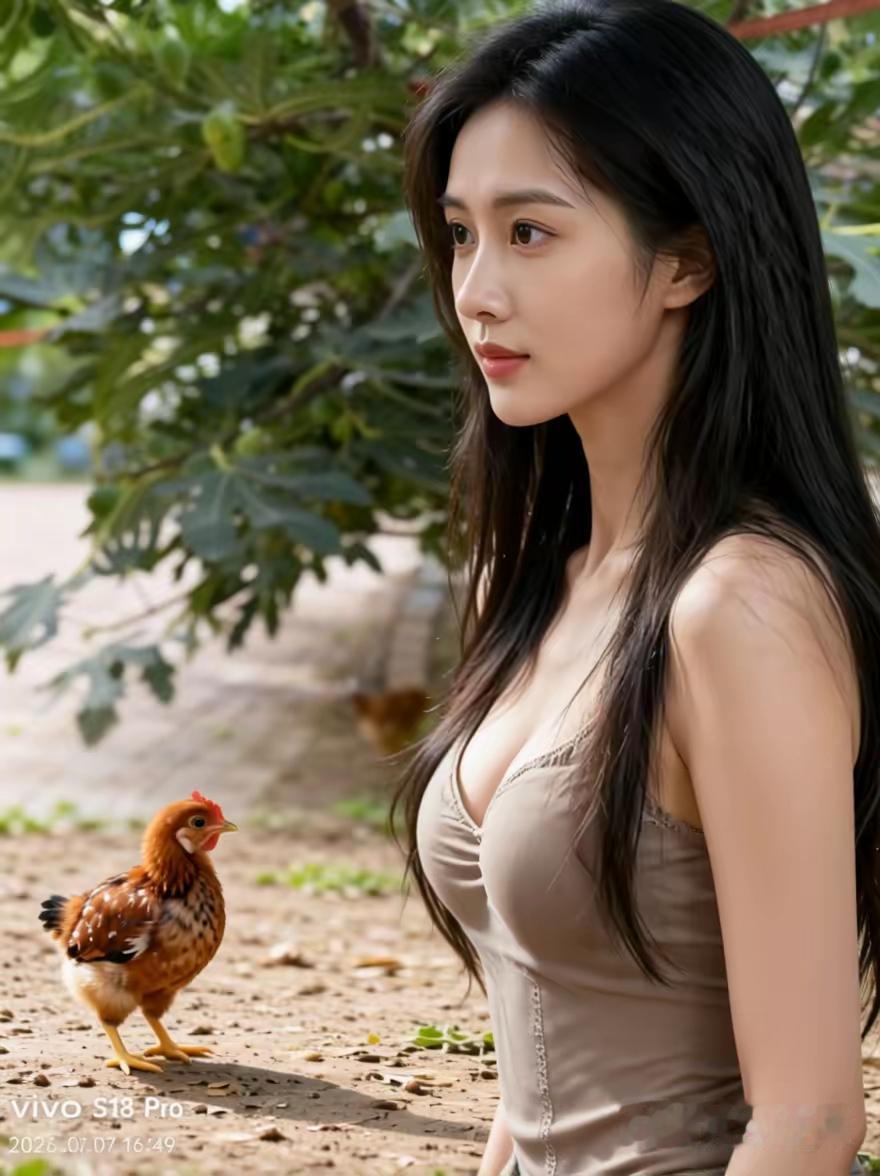 田园少女与萌鸡的温馨时刻🌿🐤