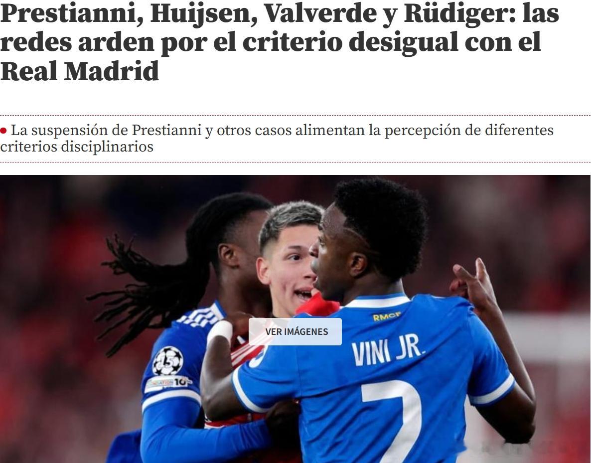 西媒《世界体育报》围绕皇马双重标准的争议，盘点了近期涉及皇马的事件：4起不同的事