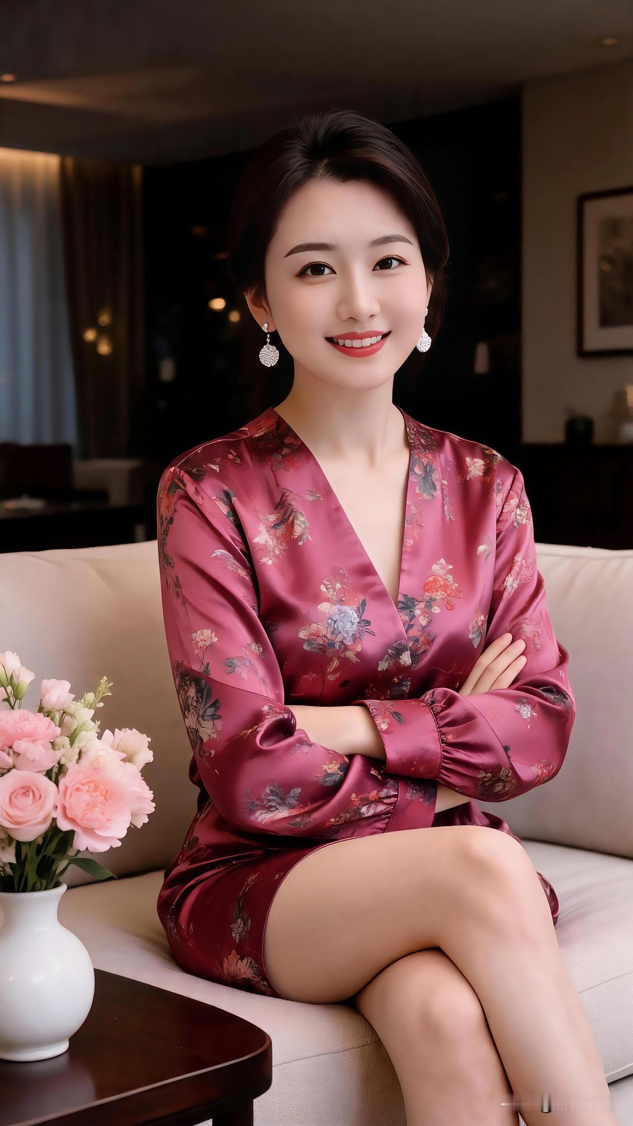 温润缎面带着雅致花卉纹样，居家时光从容又温柔。褪去外界喧嚣，享受一份松弛惬意，把