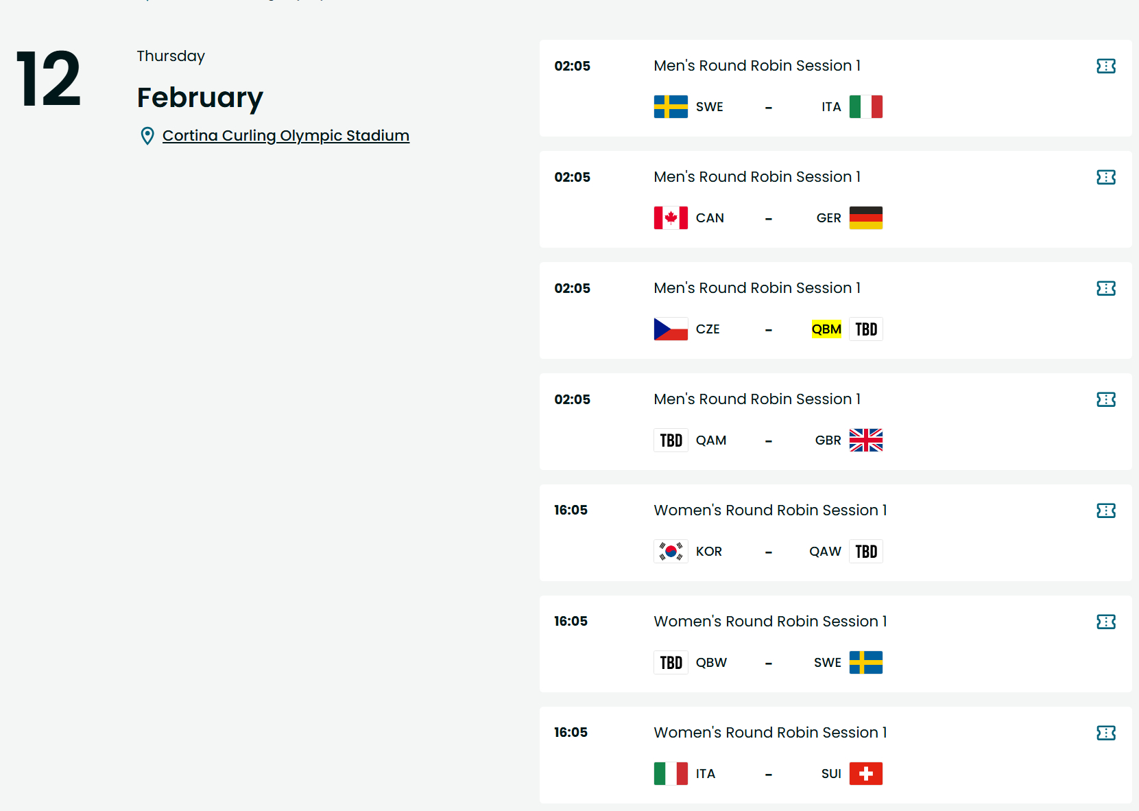【春节观赛】2026米兰奥运中国冰壶男队赛程（北京时间）2.12 2:05  中