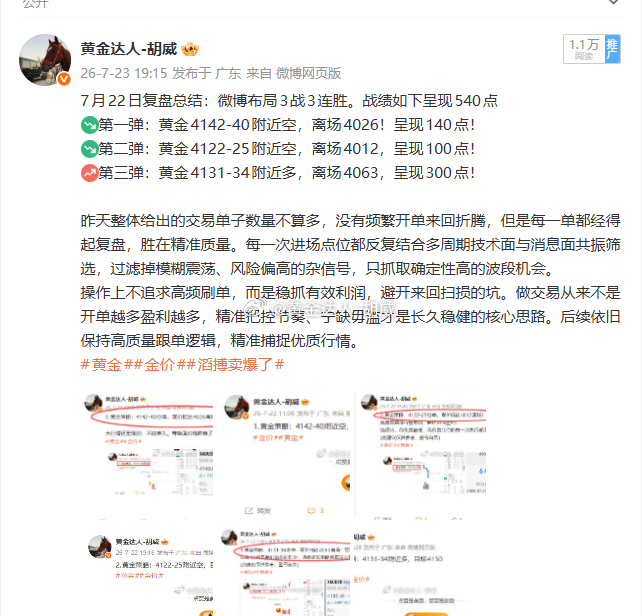 周总结复盘：7月20日-7月24日战绩回顾，微博布局21战15胜6负共计呈现12