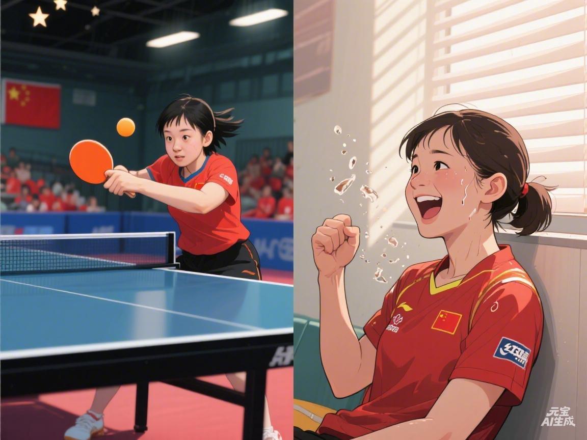 喜欢孙颖莎，是喜欢她在球台前那份少年气——眼神专注，动作利落，像一把出鞘的刀。她