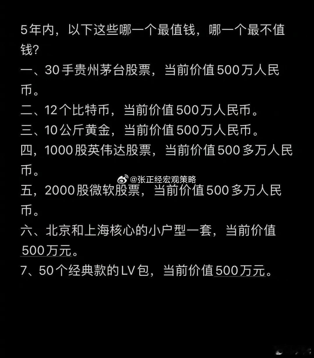 转，大家还记得但斌之前提出的那个题目吗？他在微博问大家如果给大家5年，只能在茅台