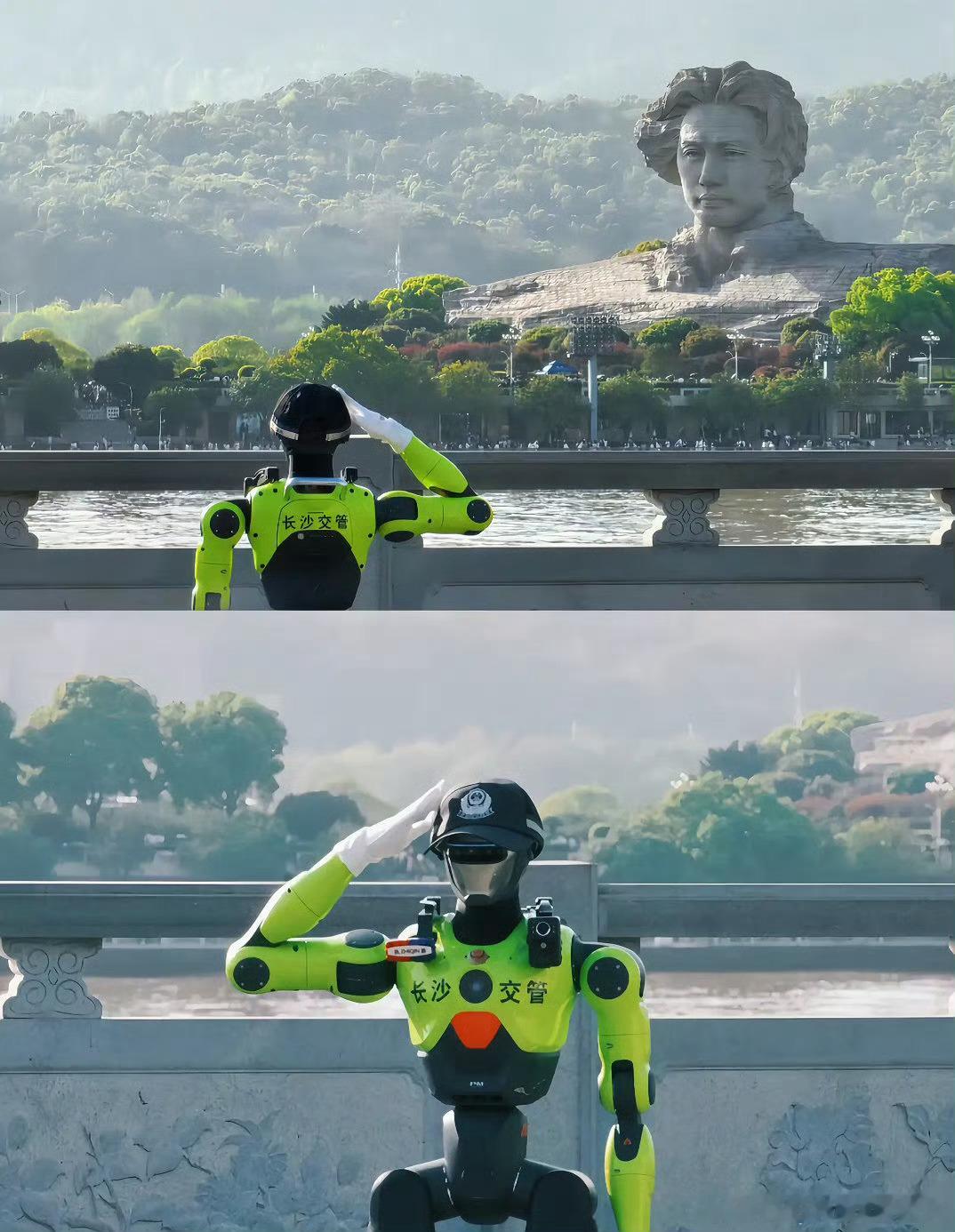 智能交警亮相橘子洲，科技敬礼伟人故地