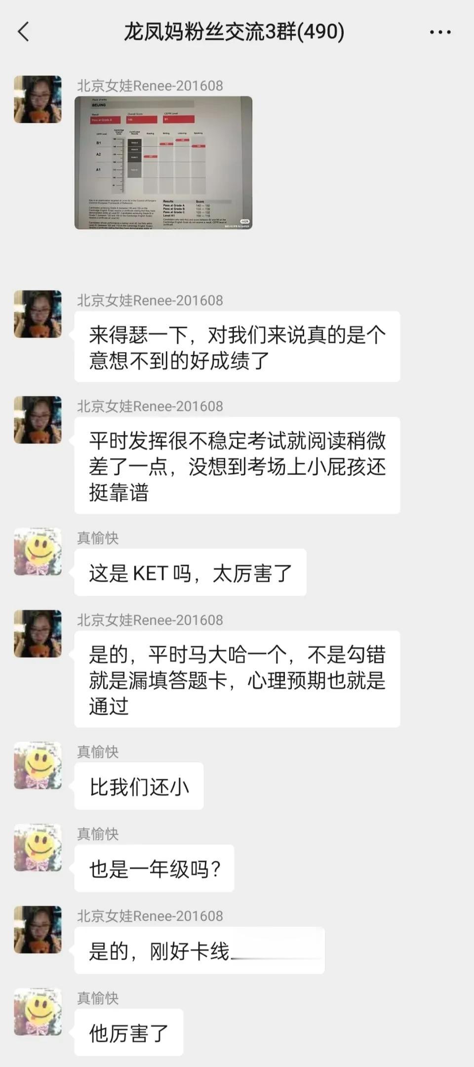 一年级娃KET卓越[赞][赞][赞]我的粉丝群真的是藏龙卧虎，每一个牛娃背后都有
