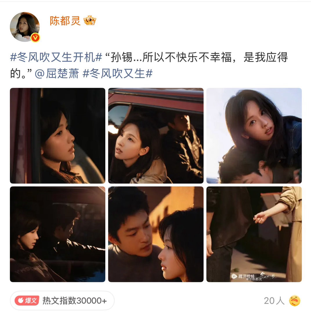 陈都灵回应出演冬风吹又生陈都灵奔跑回眸陈都灵在采访中说道，余九琪的爱情珍贵却注定