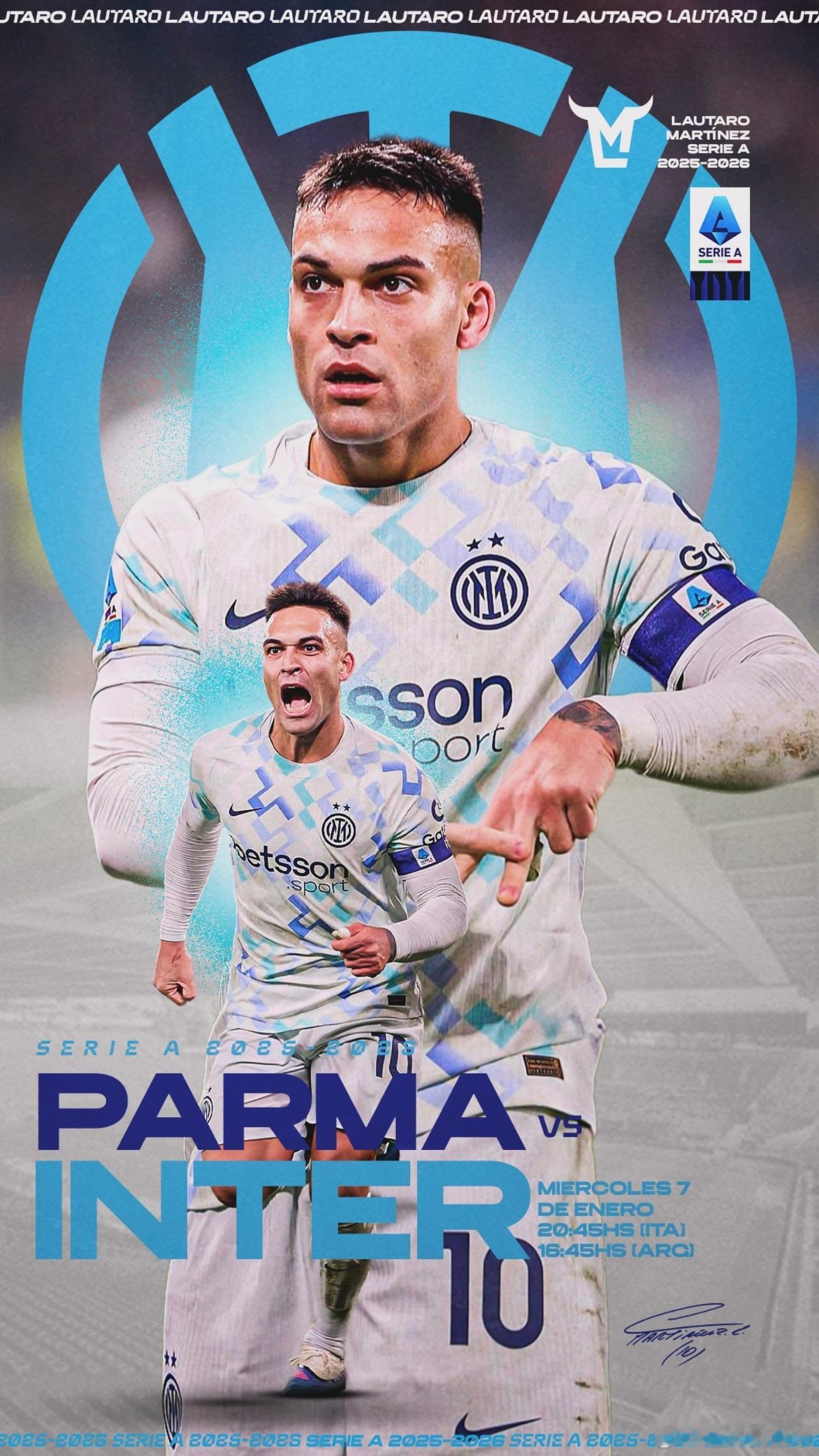 帕尔马vs国际米兰，劳塔罗发布赛前海报再拿一个最佳球员奖杯国际米兰劳塔罗意甲