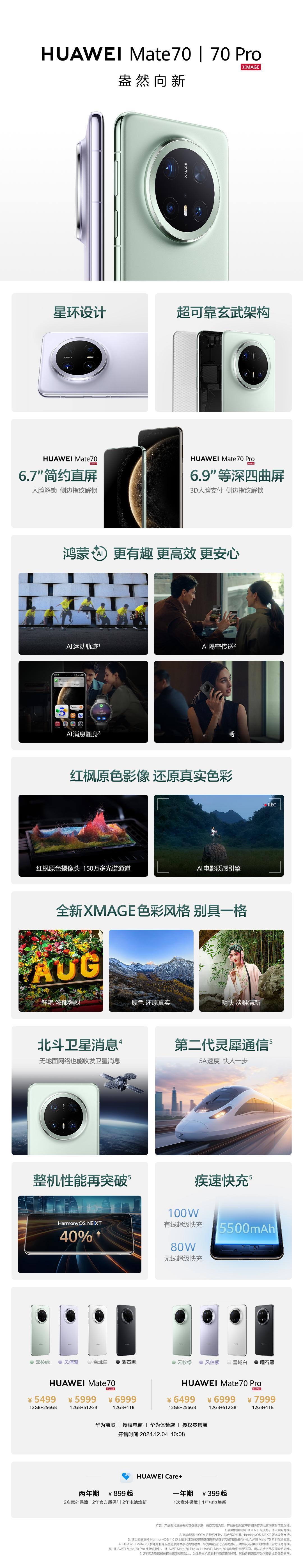 华为Mate 70系列全系价格已公布，华为Mate 70售价5499元起，华为M