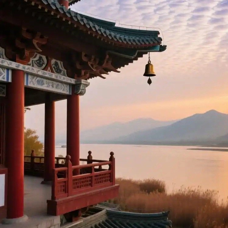 晚安，三无量。极目烟波吟不尽，西山重叠乱云浮。 