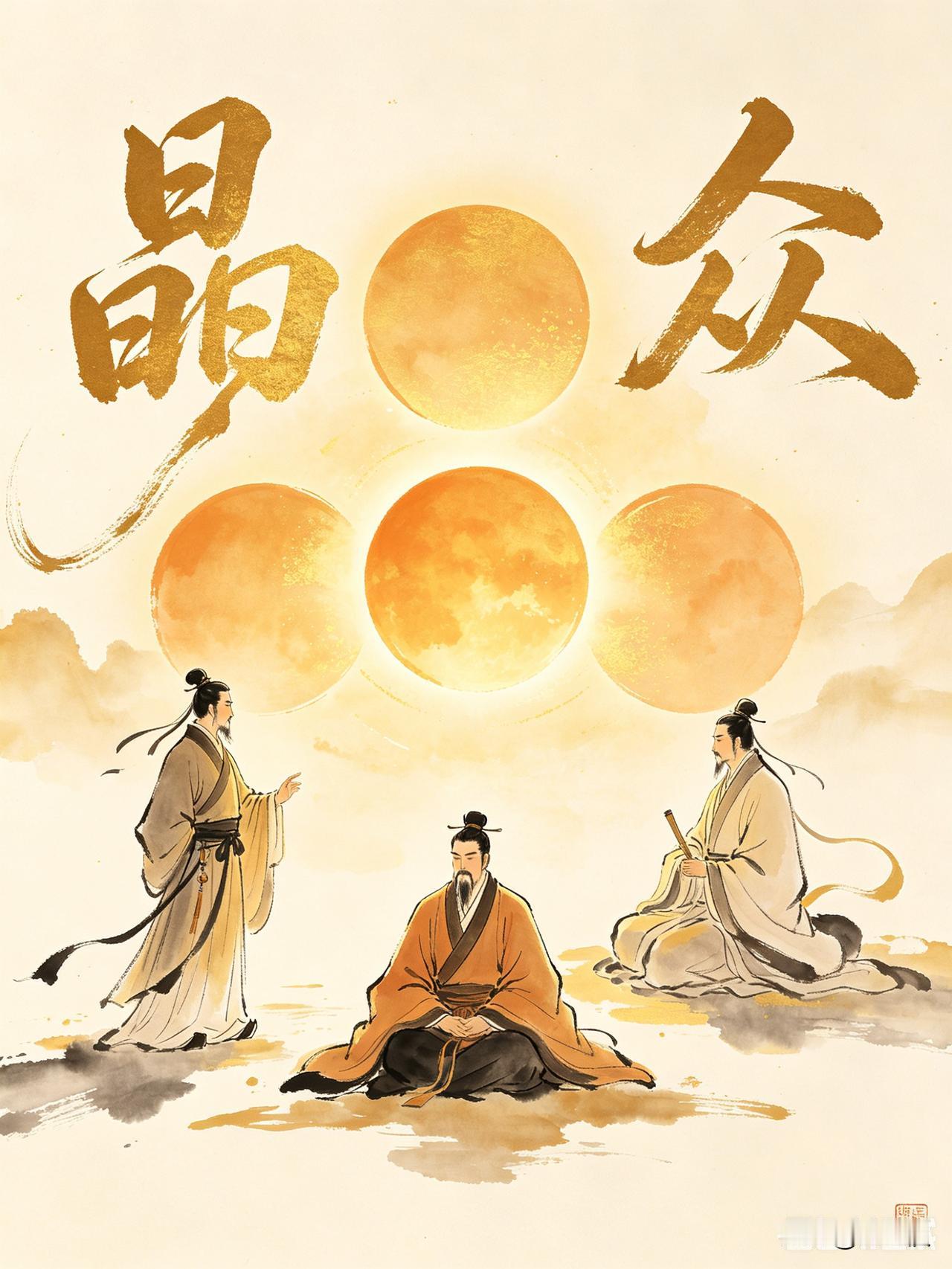 上联：晶字分不开全是日
下联:   众字相依 尽  是 人