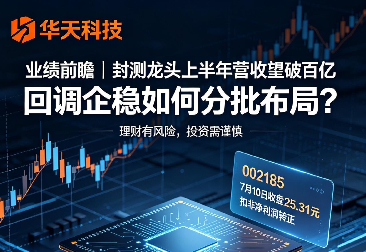 业绩前瞻｜存储芯片封测龙头华天科技上半年营收望破百亿，回调企稳如何分批布局？
 