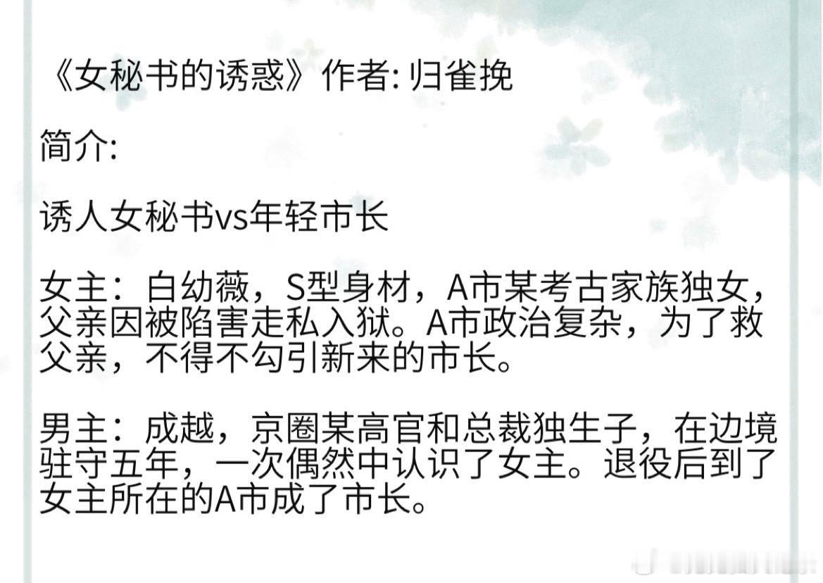 《女秘书的诱惑》作者: 归雀挽 诱人女秘书vs年轻市长 #我的夏日书单# ​​​