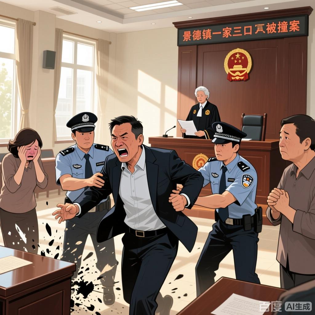 “景德镇一家三口被撞案”一审宣判 被告家属欲冲撞律师被摁住这起备受社会关注的“景