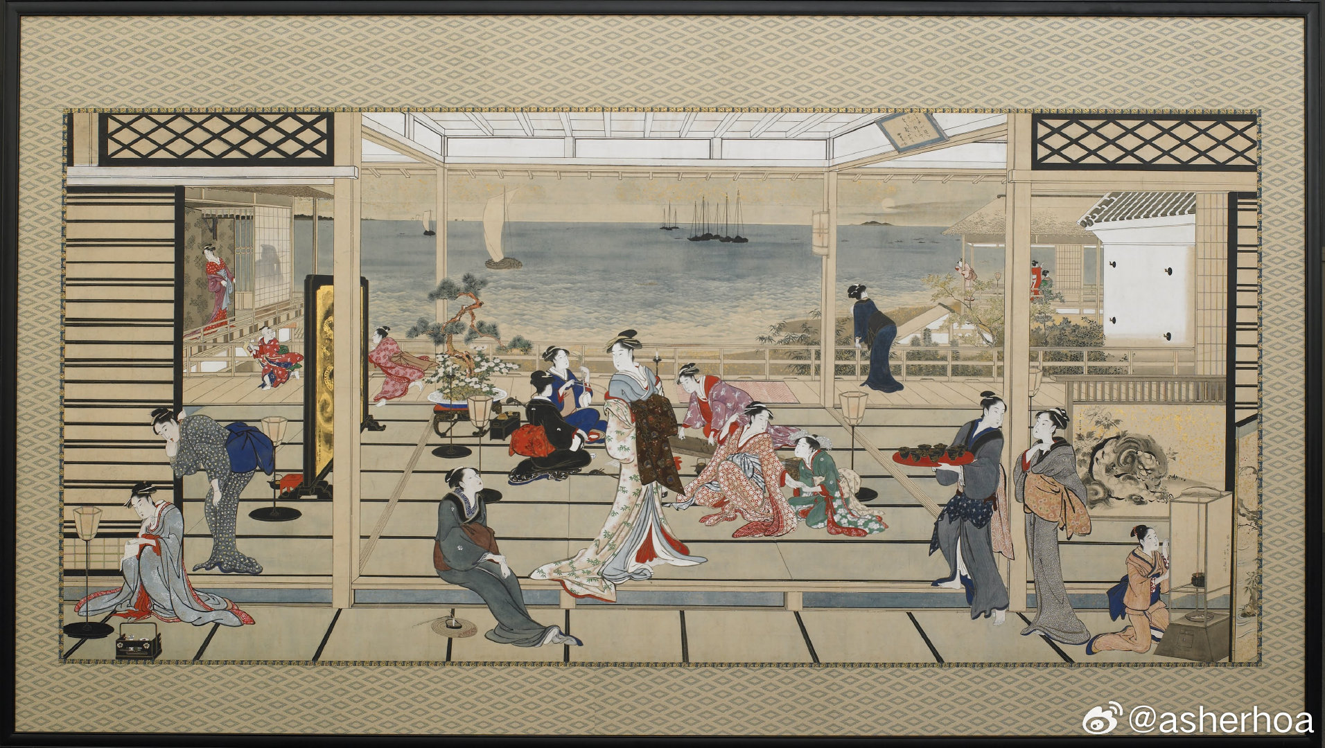 历史人物  历史知识 日本浮世绘大师喜多川歌麿（1753-1806）的一套三幅举