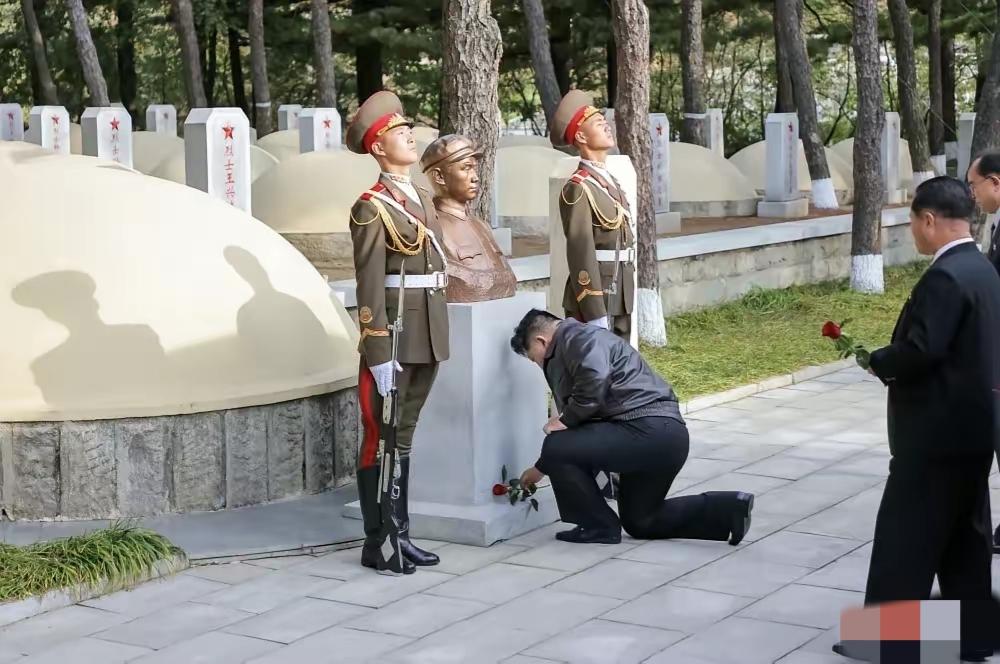刷到金将军在桧仓郡烈士陵园单膝跪地的画面，我直接破防了——这哪是普通的祭拜啊，分