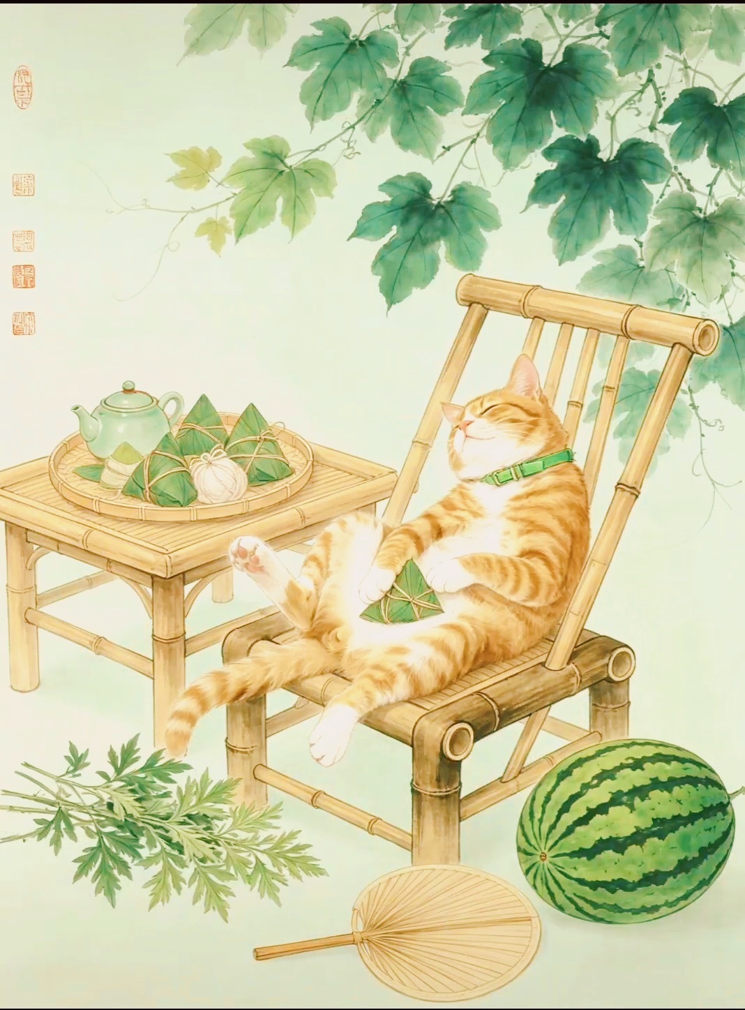 祝朋友们和猫，端午安康，四时吉祥！猫