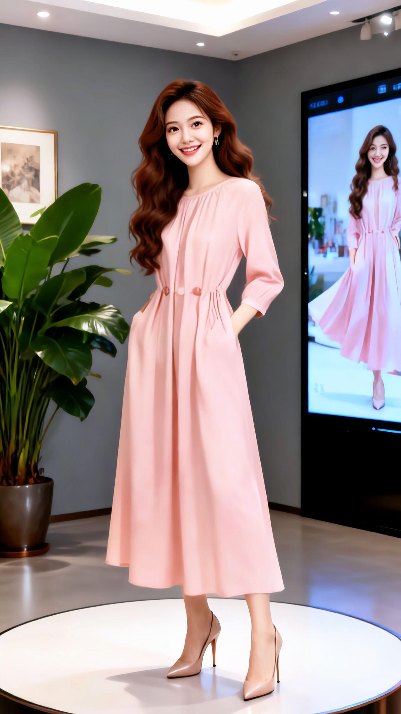 中长款连衣裙 高跟鞋搭配 温柔系穿搭 粉色连衣裙 高级感穿搭