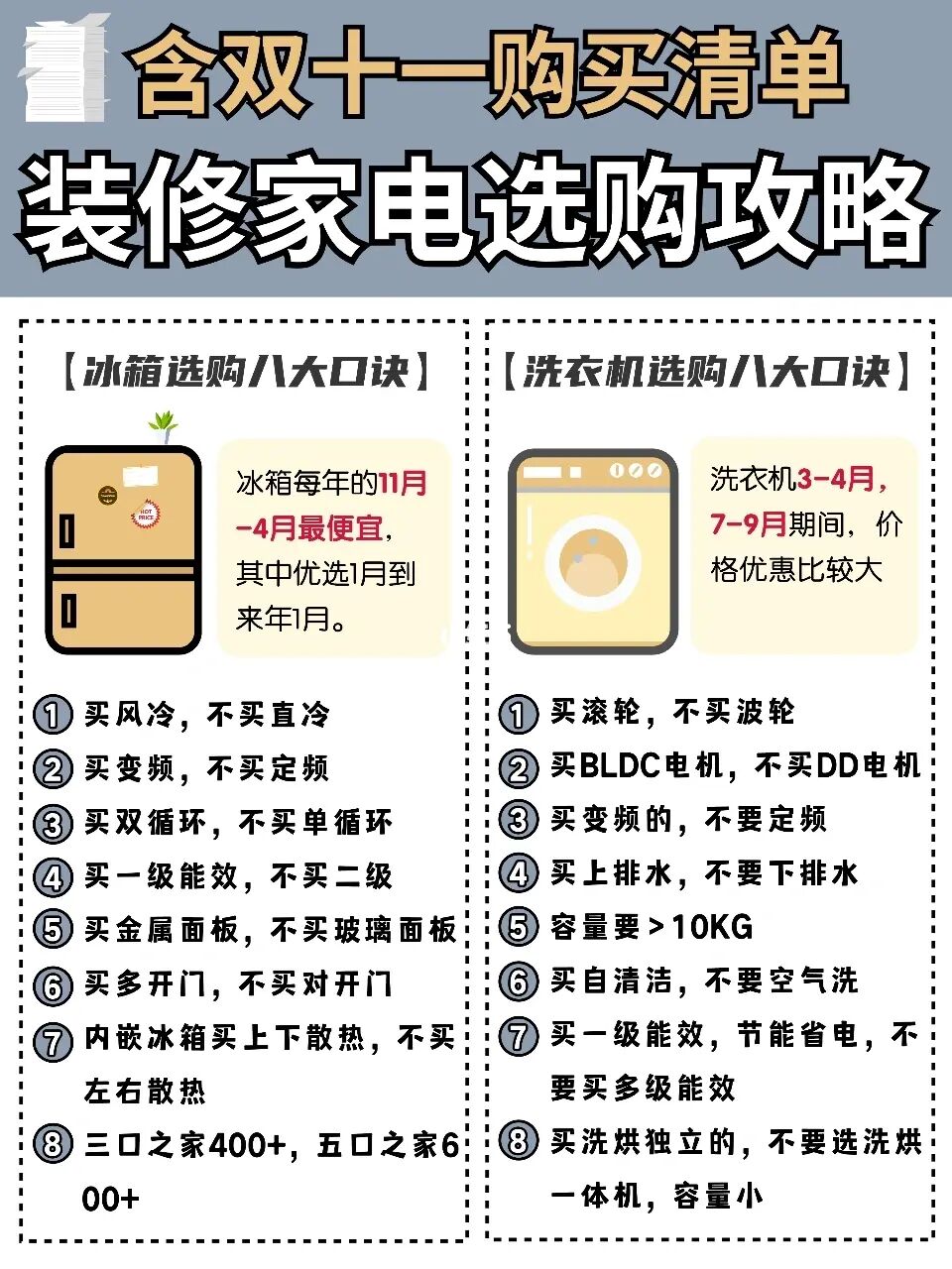 装修家电选购指南🎁附双十一新家家电清单