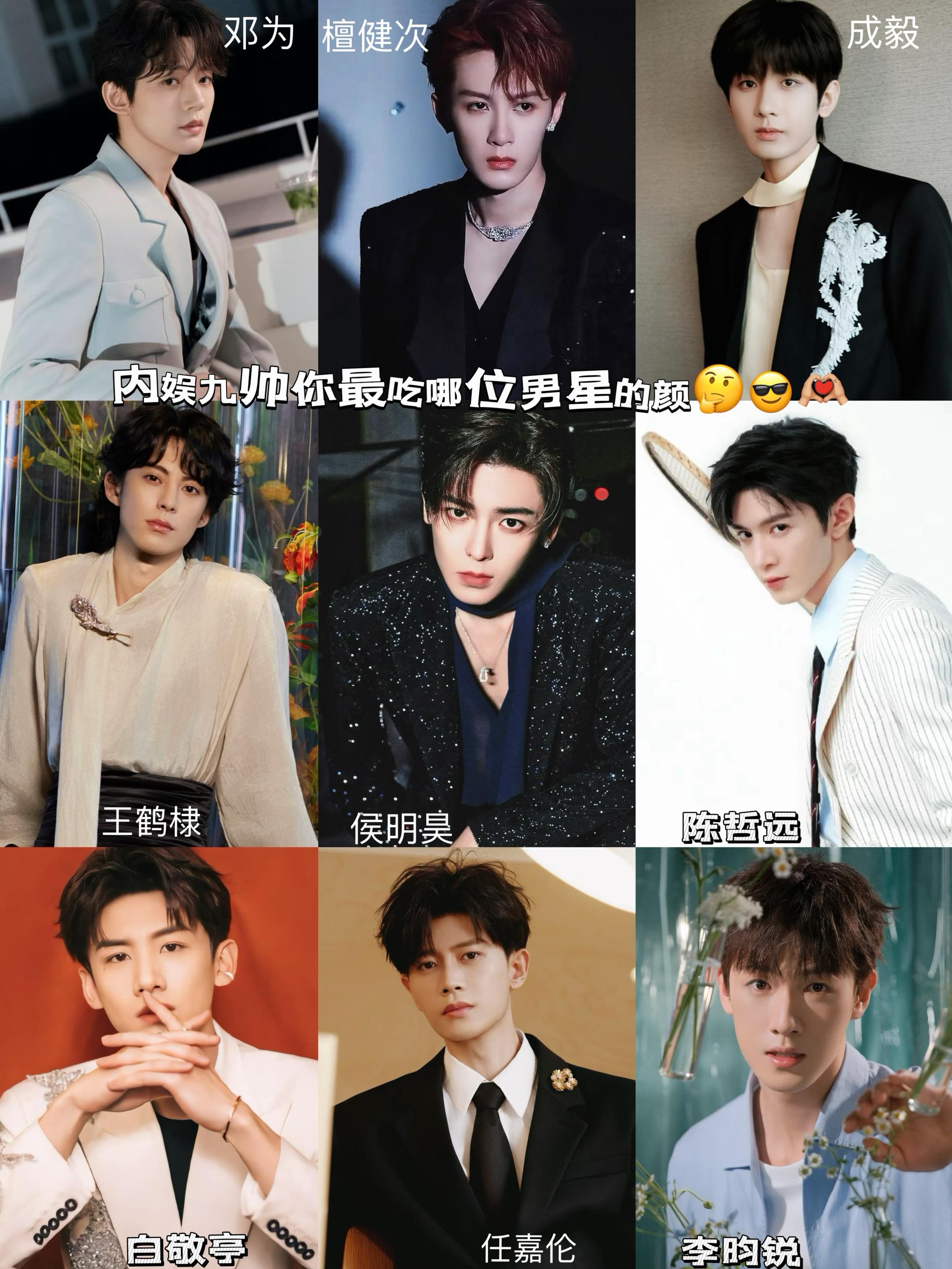 内娱九帅 你最吃哪一位男星的颜？🤔。
