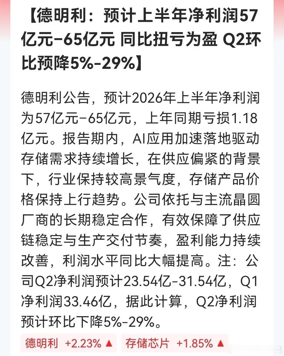 存储龙头德明利半年报出炉：即使净赚60亿，恐怕多空双方都会吵翻天……消息上：德明