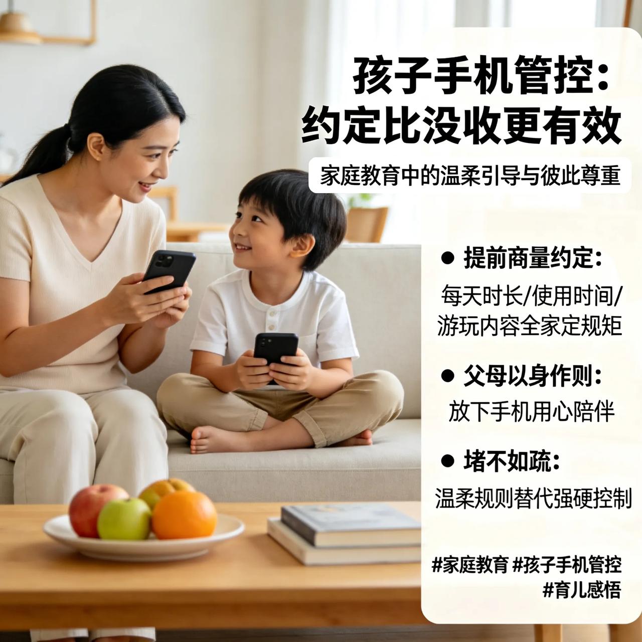 我认为约定规则
孩子手机成瘾，最好的管控从来不是没收
我始终觉得：孩子玩手机，硬