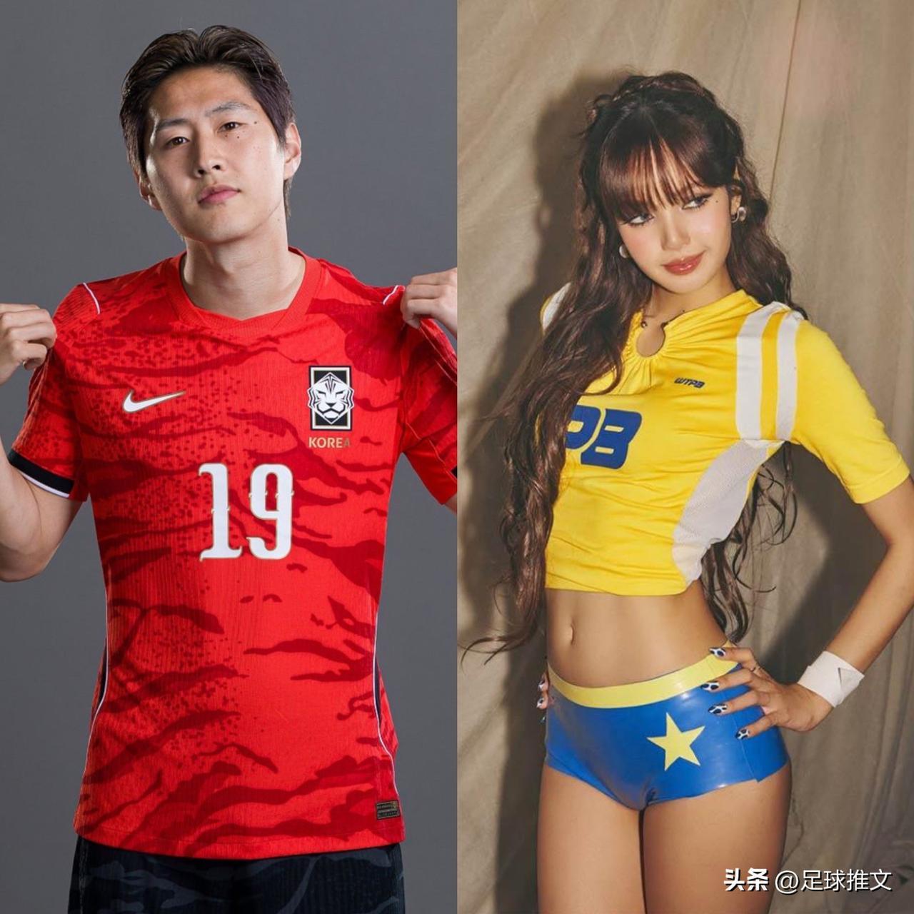 世界杯韩国队vs捷克队，Lisa更新社交媒体为球队助威，晒出了自己身穿韩国前锋李