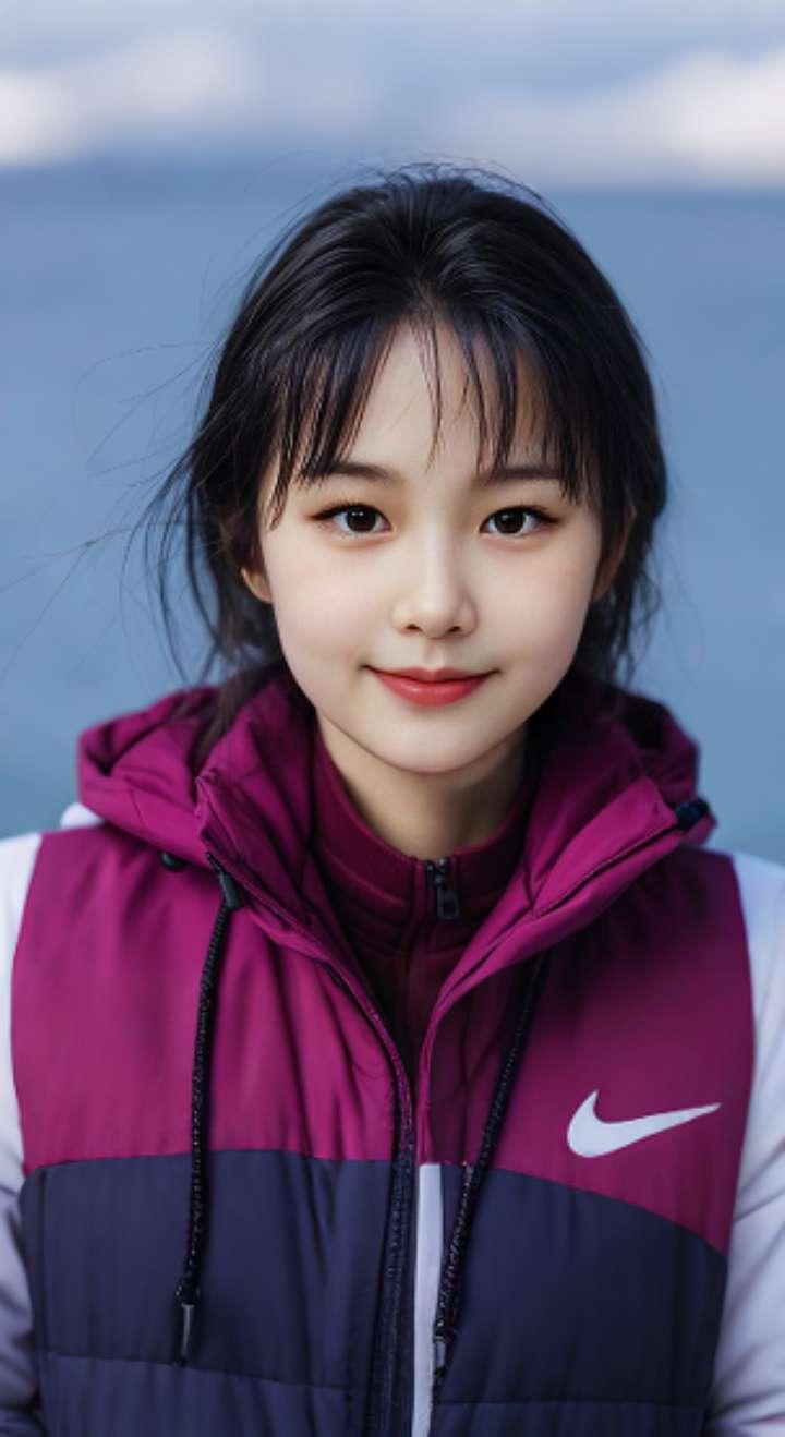 AI扩图 AI冲锋衣甜微笑