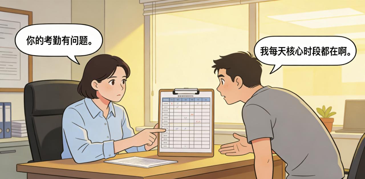 公司推行“弹性工作制”，要求核心时段10点到4点在岗即可。
行政部的小王觉得挺好