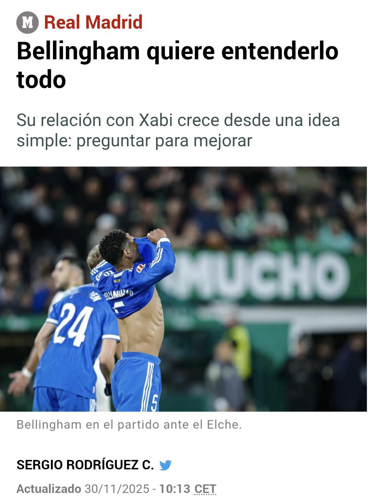 马卡：贝林厄姆想把一切都弄明白对聪明人来说，话不必多。对贝林厄姆而言，甚至一个动