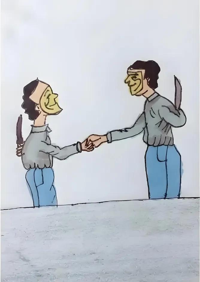 不怕马王三只眼，
就怕人心两面刀，
高山流水潭千尺，
………请友续补……？
[烟