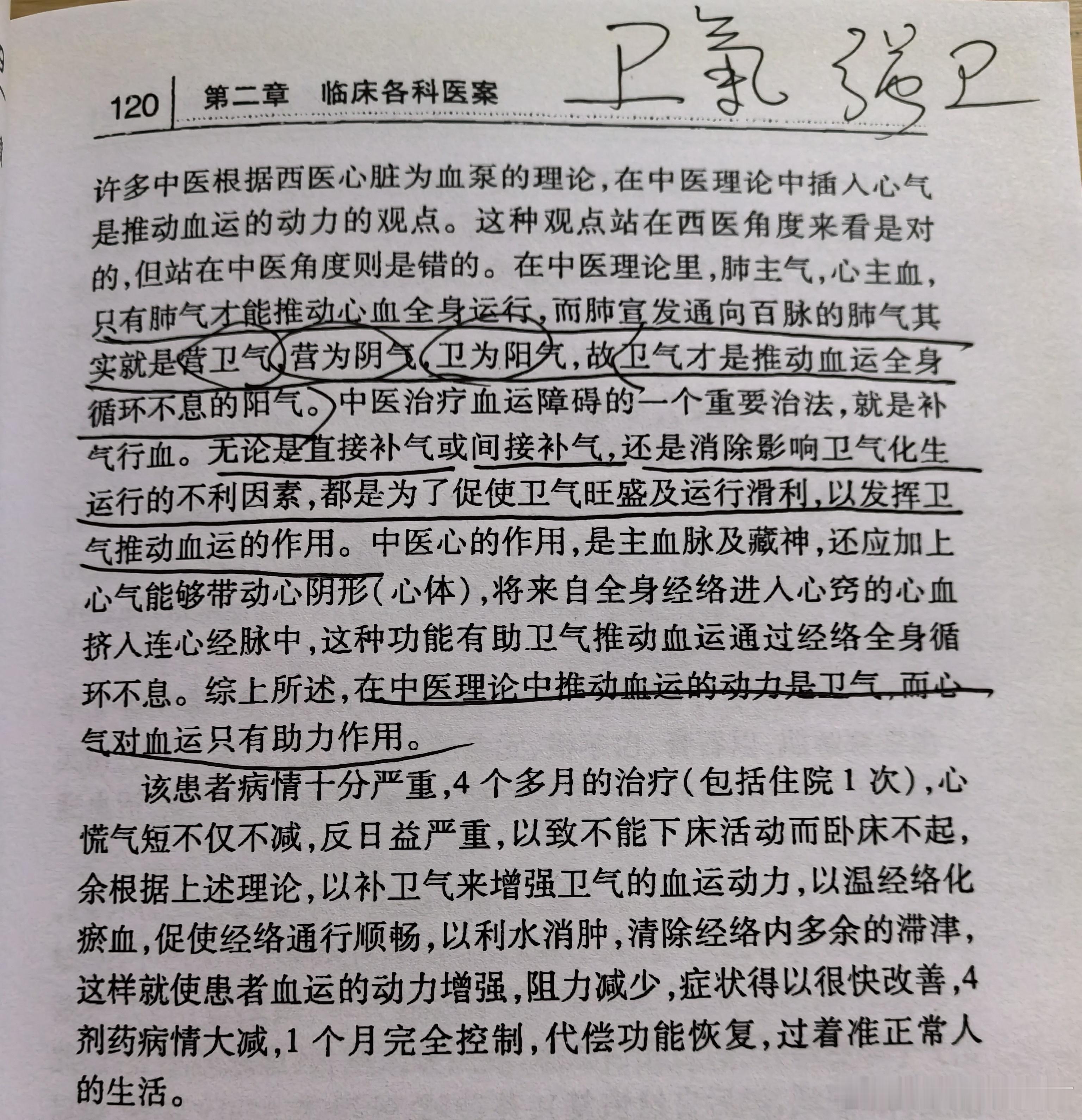 雷老很创新的一个学术观点就是重视“卫气”，认为卫气是推动全身血运不息的阳气 ​​
