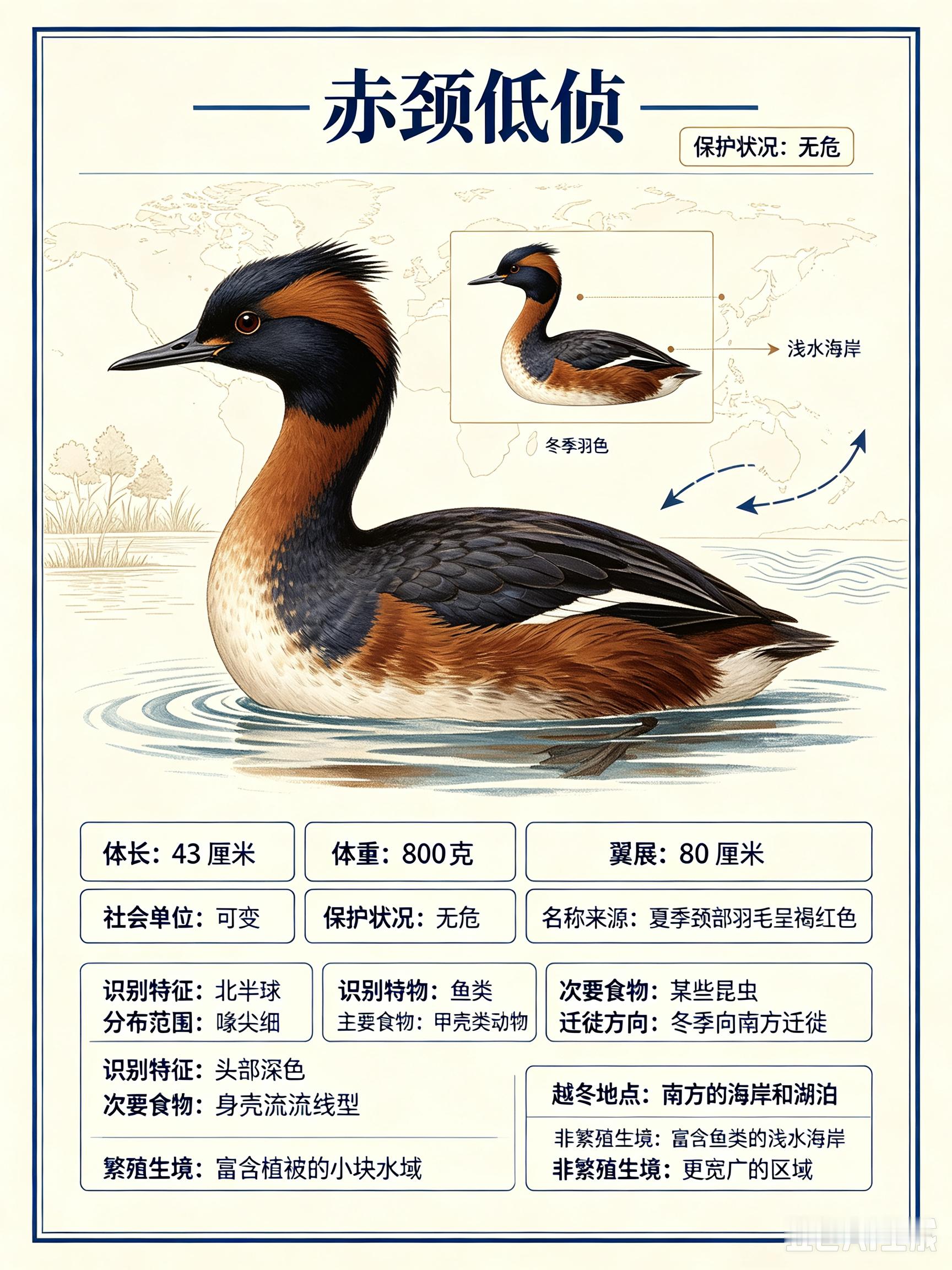 鸟类朋友图鉴 赤颈体长：43 厘米体重：800 克翼展：80 厘米社会单位：可变