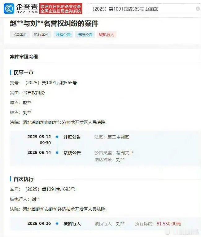 恭喜赵丽颖告黑成功，黑粉被判赔偿8万，现被强制执行。 ​​​