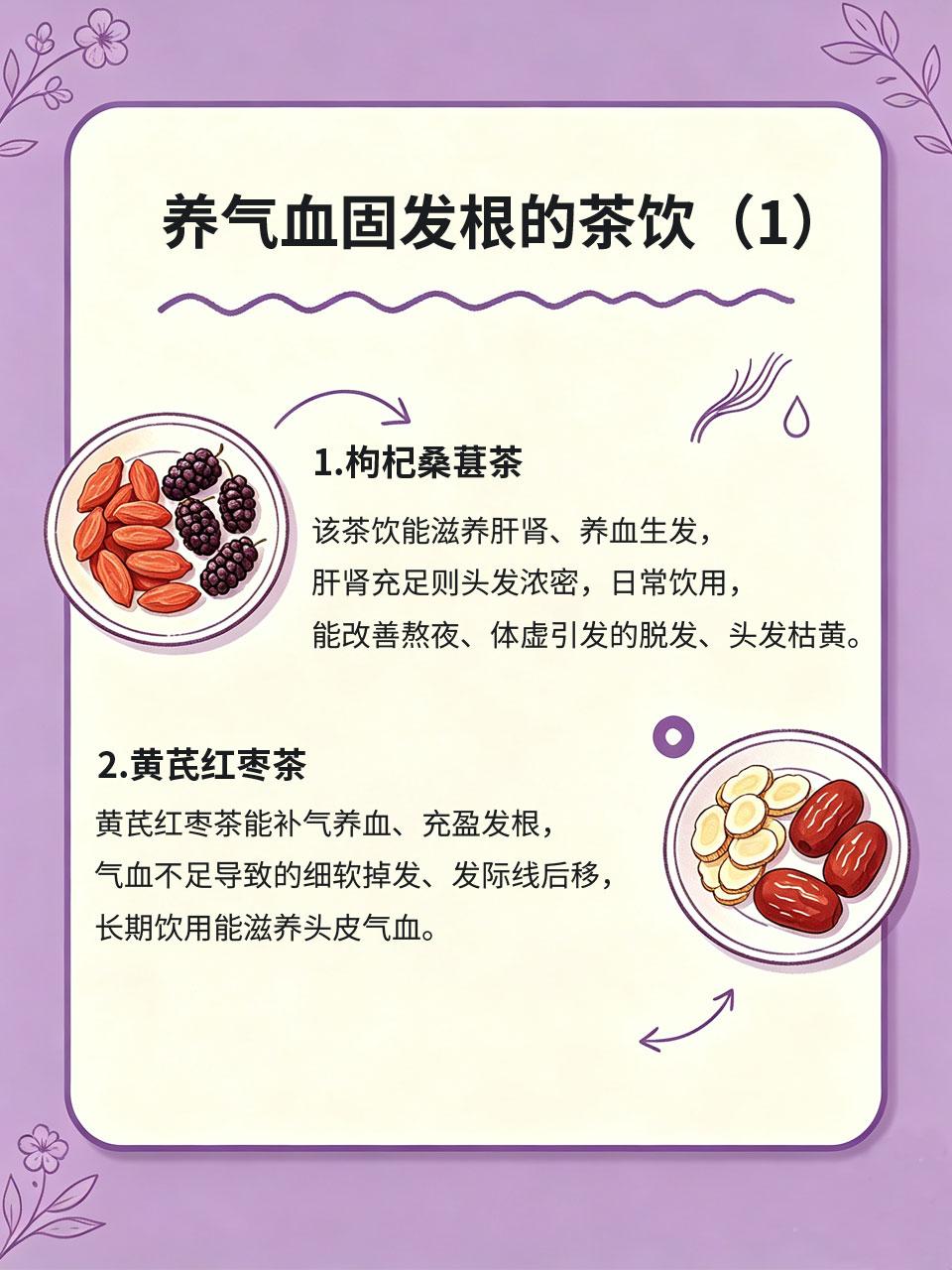 脱发气虚显憔悴，食补茶饮养气血固发根
大把掉发💇‍♀️、发缝变宽📏、头发干枯