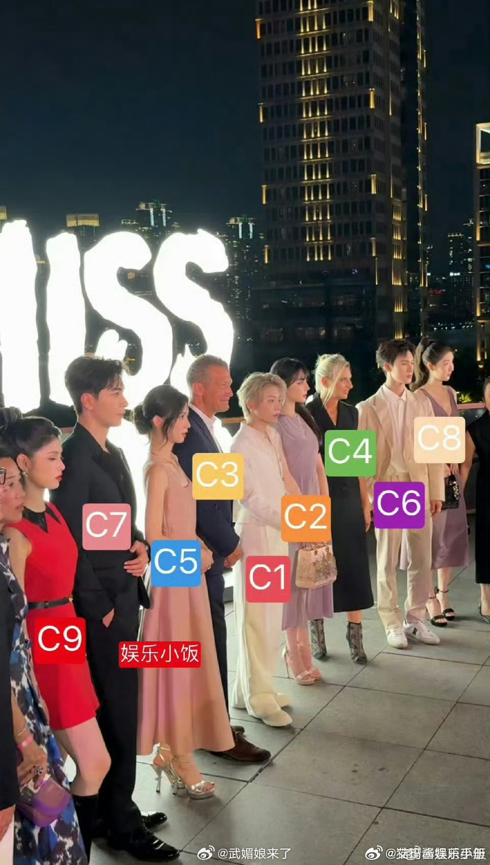 刘雨昕人气太超过了迪丽热巴迪奥大使合影站C 迪奥合影这张图的站位是不是比较合理，
