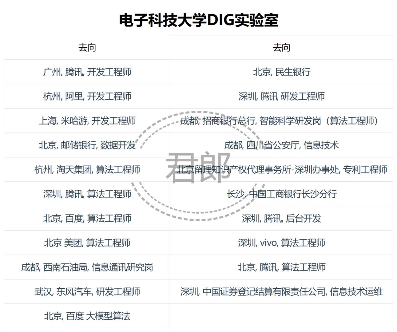 电子科技大学DIG实验室24届去向