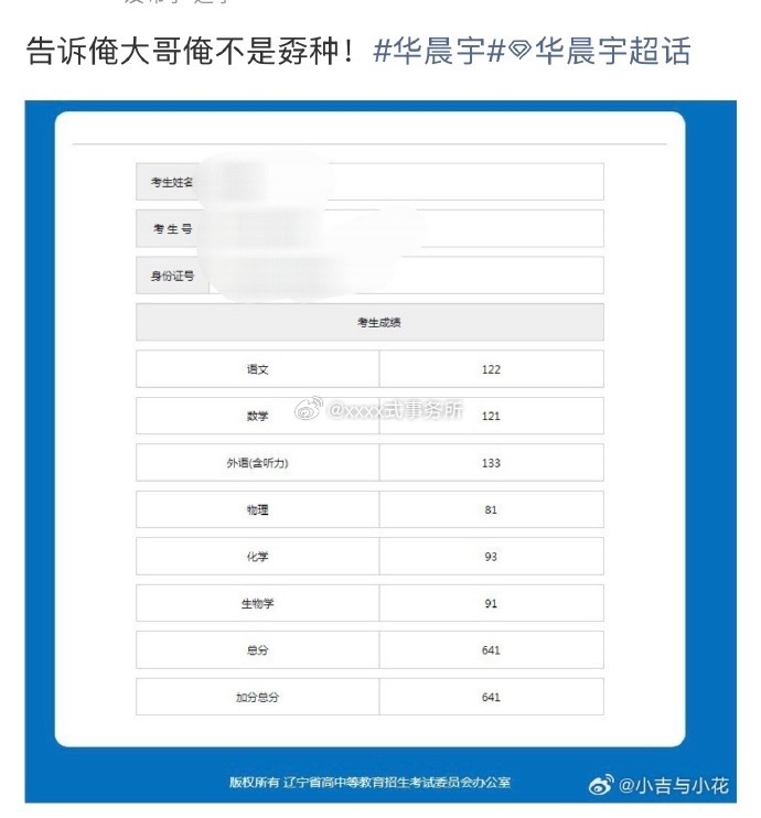 这两天华晨宇超话成了大型报喜墙了，火星人纷纷向"大哥"汇报自己高中三年最好的成绩